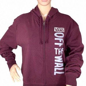 💖MEGA SALE💖VANS Women's SIDEWALL STAMP Burgundy Crop Zip VN0A4B7K4QU Hoodie